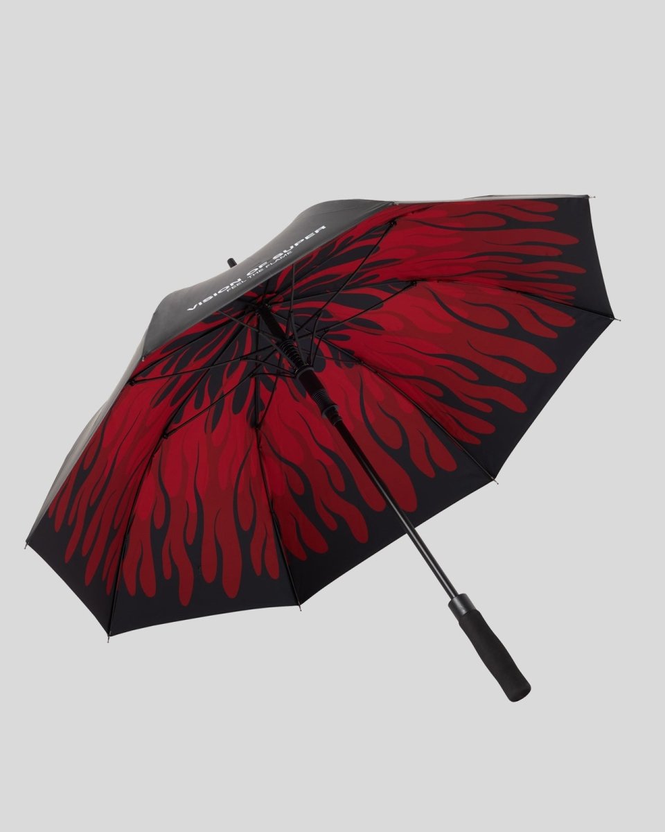 Vision Of Super BLACK UMBRELLA WITH TRIPLE FLAMES AND LOGO PRINT Affare Del Giorno