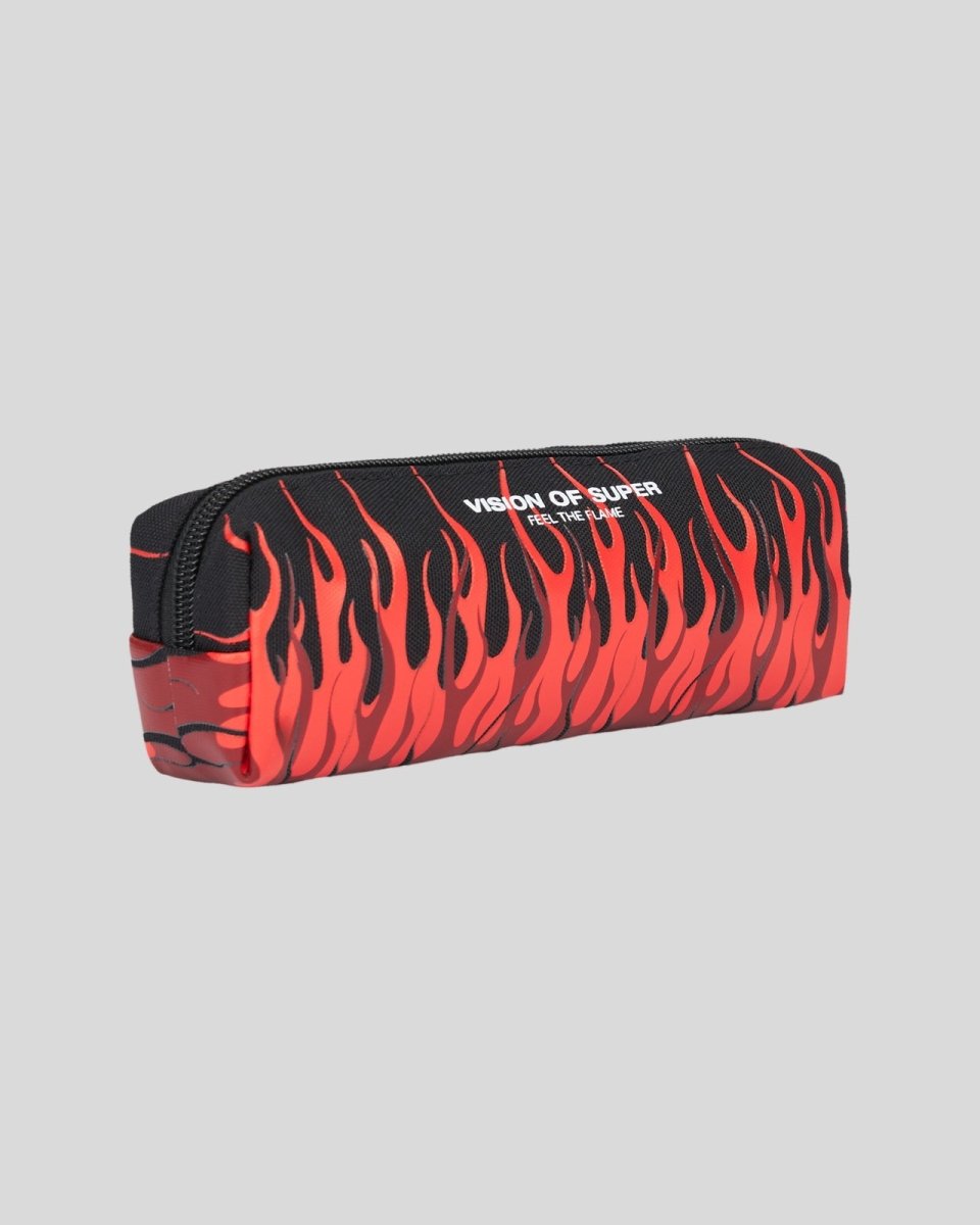 Vision Of Super BLACK PENCIL CASE WITH TRIPLE FLAMES AND LOGO Sottocosto