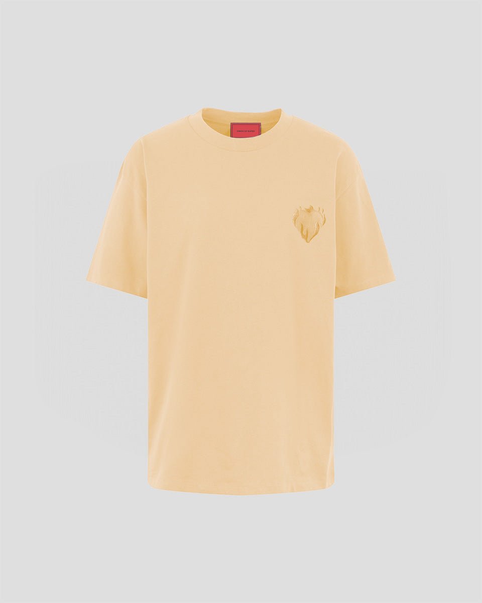 Vision Of Super PEACH T-SHIRT WITH EMBROIDERED FLAMING HEART Offerta