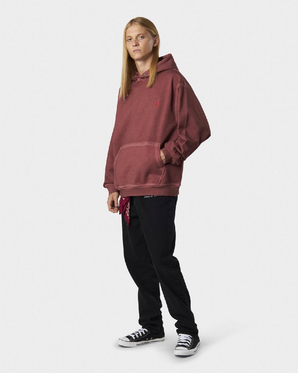 Vision Of Super RUST HOODIE WITH EMBROIDERED RED FLAME AND PRINTED LOGO Offerte
