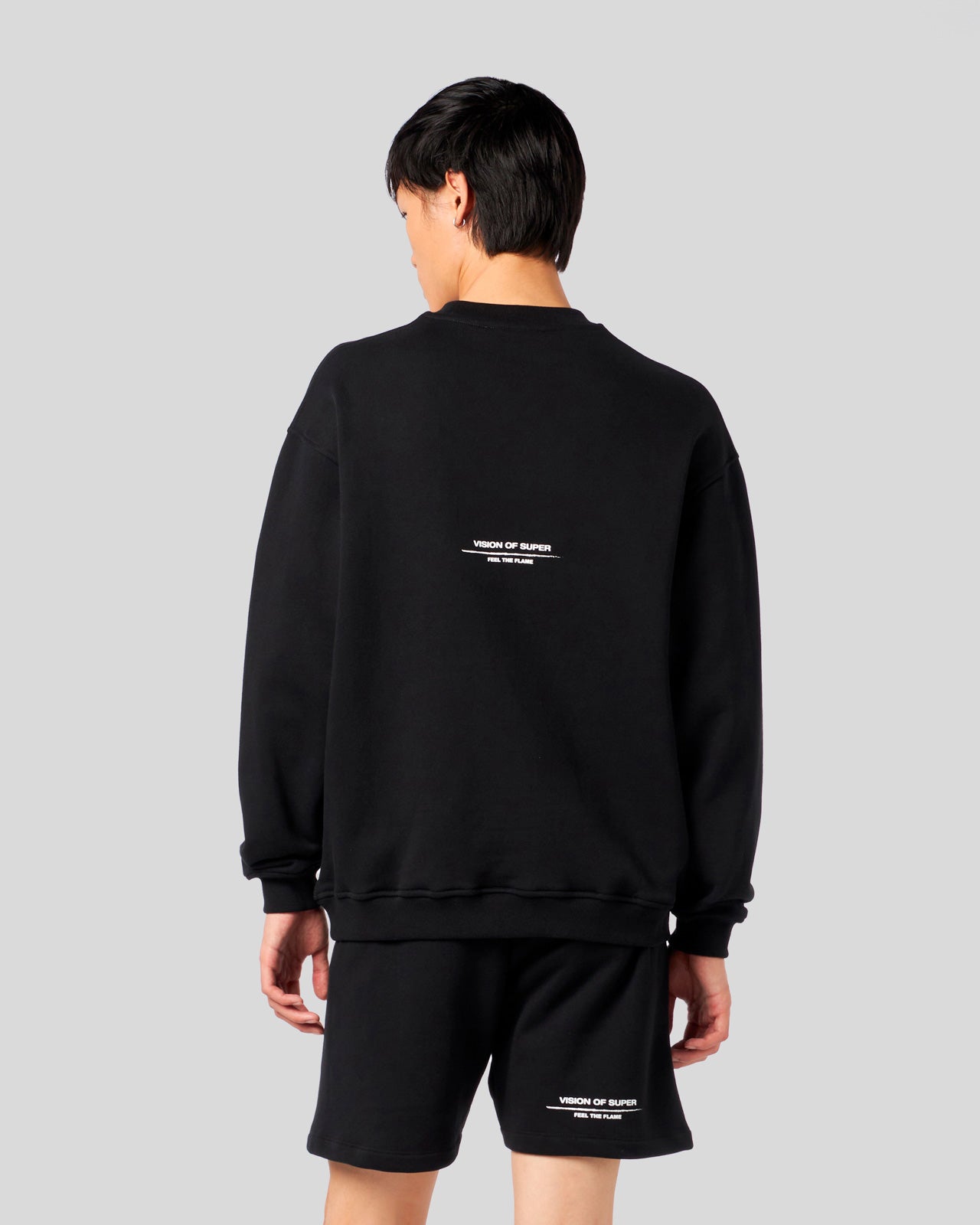 Vision Of Super BLACK CREWNECK WITH FLAMES LOGO Vendite Flash