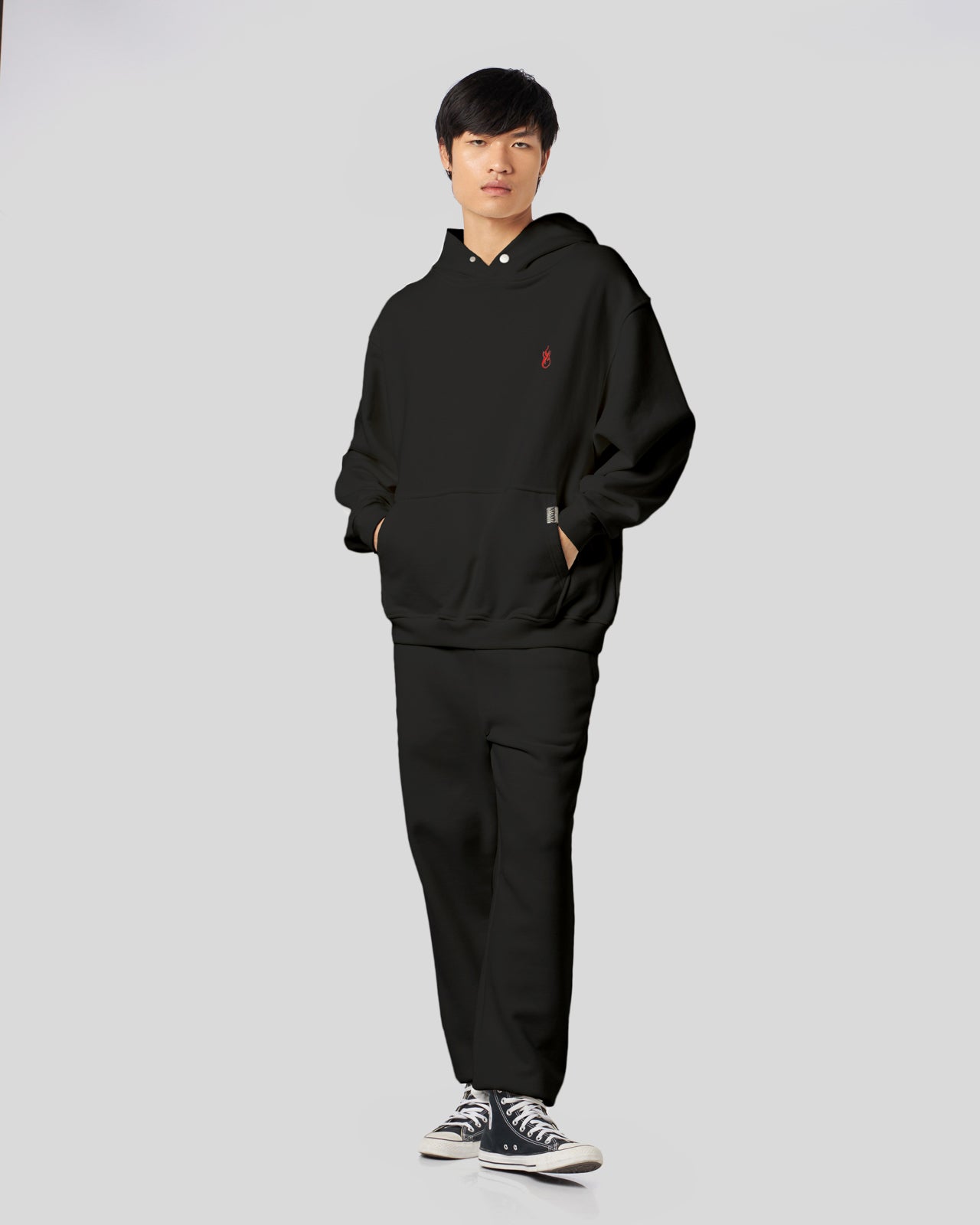 Vision Of Super BLACK HOODIE WITH FLAMES LOGO Negozio
