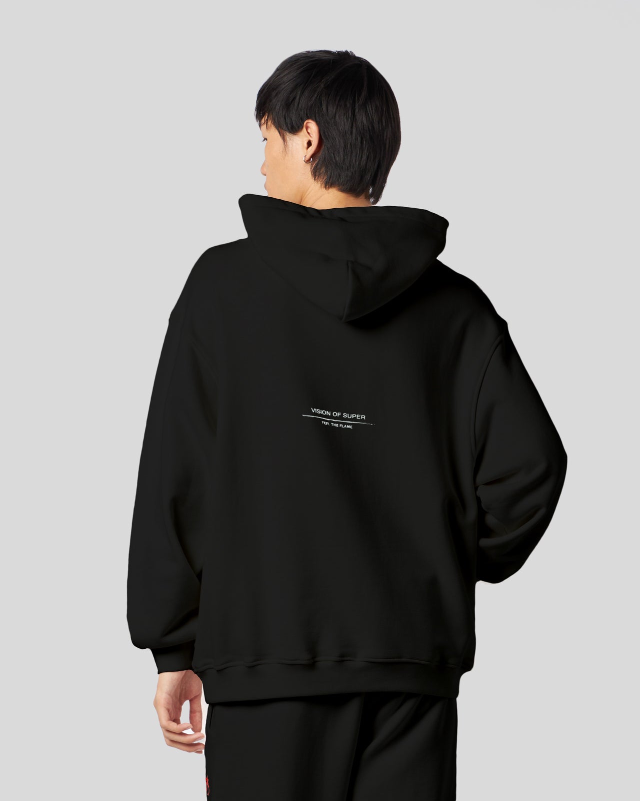 Vision Of Super BLACK HOODIE WITH FLAMES LOGO Negozio