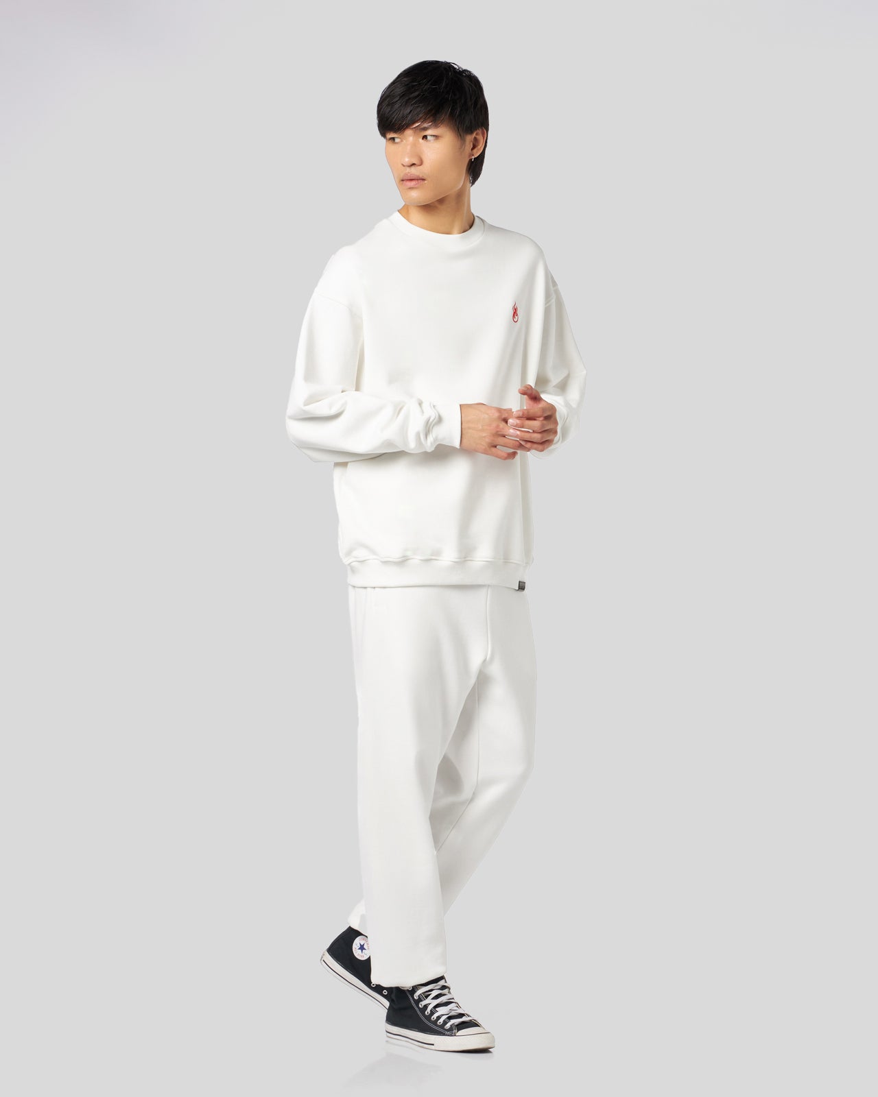 Vision Of Super WHITE CREWNECK WITH FLAMES LOGO In Saldo