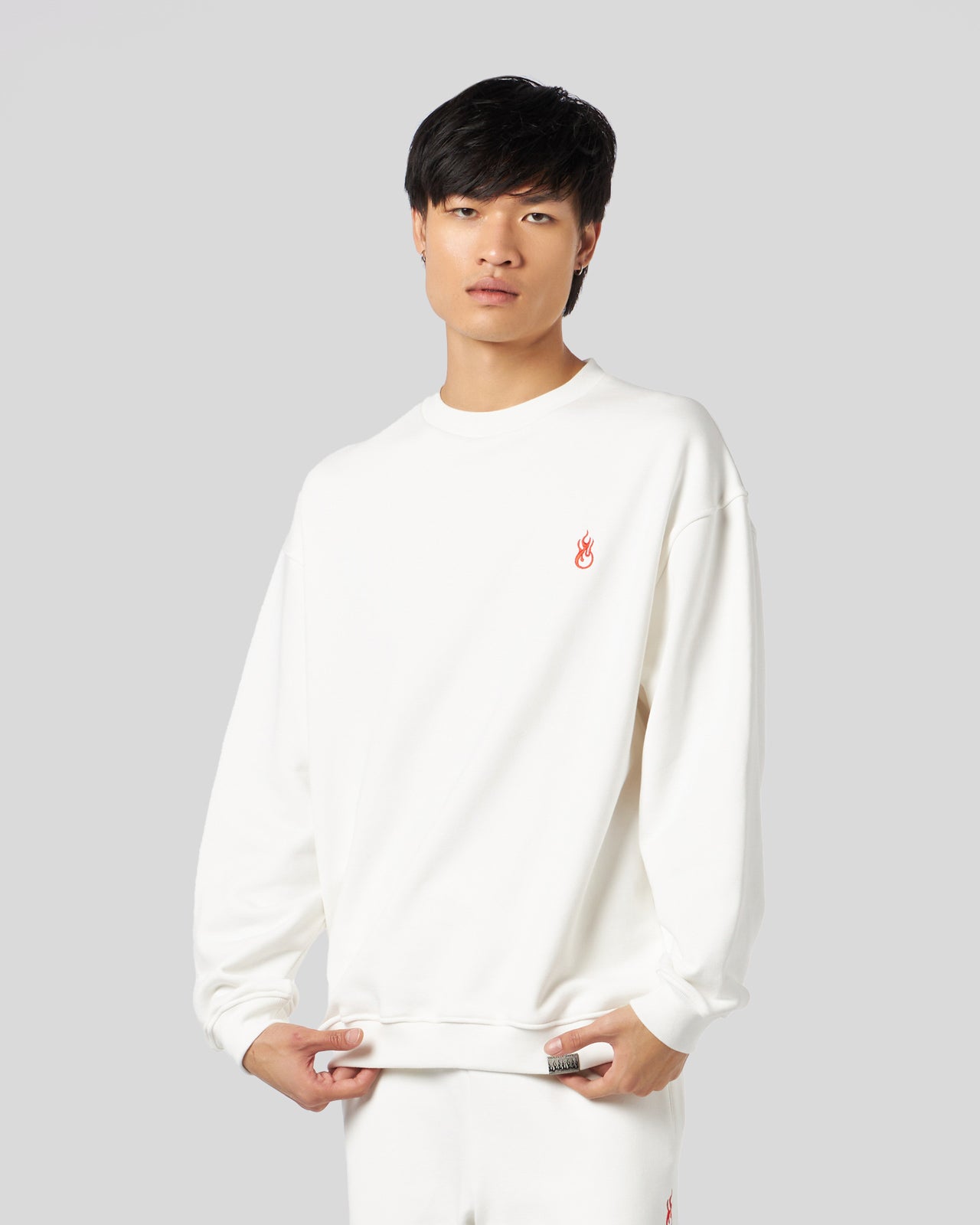 Vision Of Super WHITE CREWNECK WITH FLAMES LOGO In Saldo