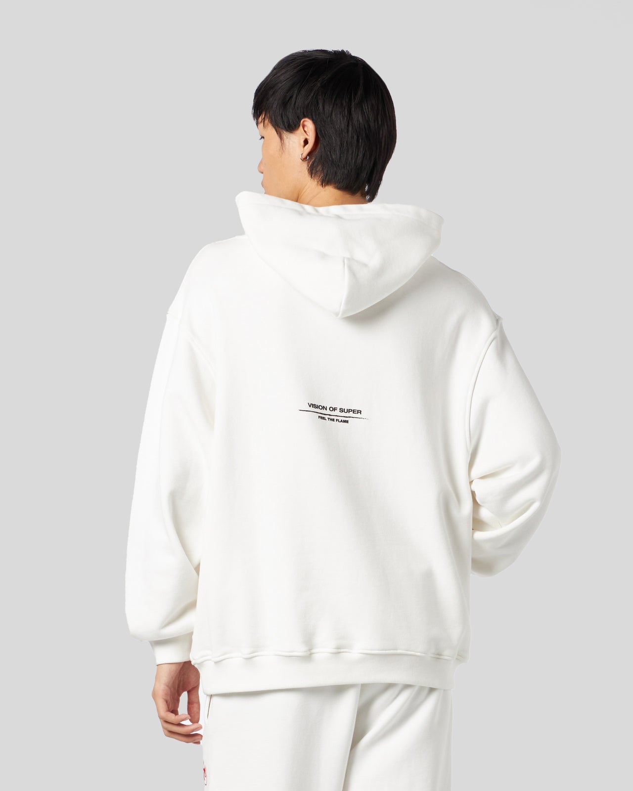 Vision Of Super WHITE HOODIE WITH FLAMES LOGO Nuova