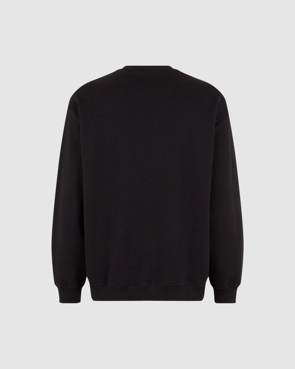 Vision Of Super BLACK CREWNECK WITH EMBROIDERED FLAMING HEART Moda