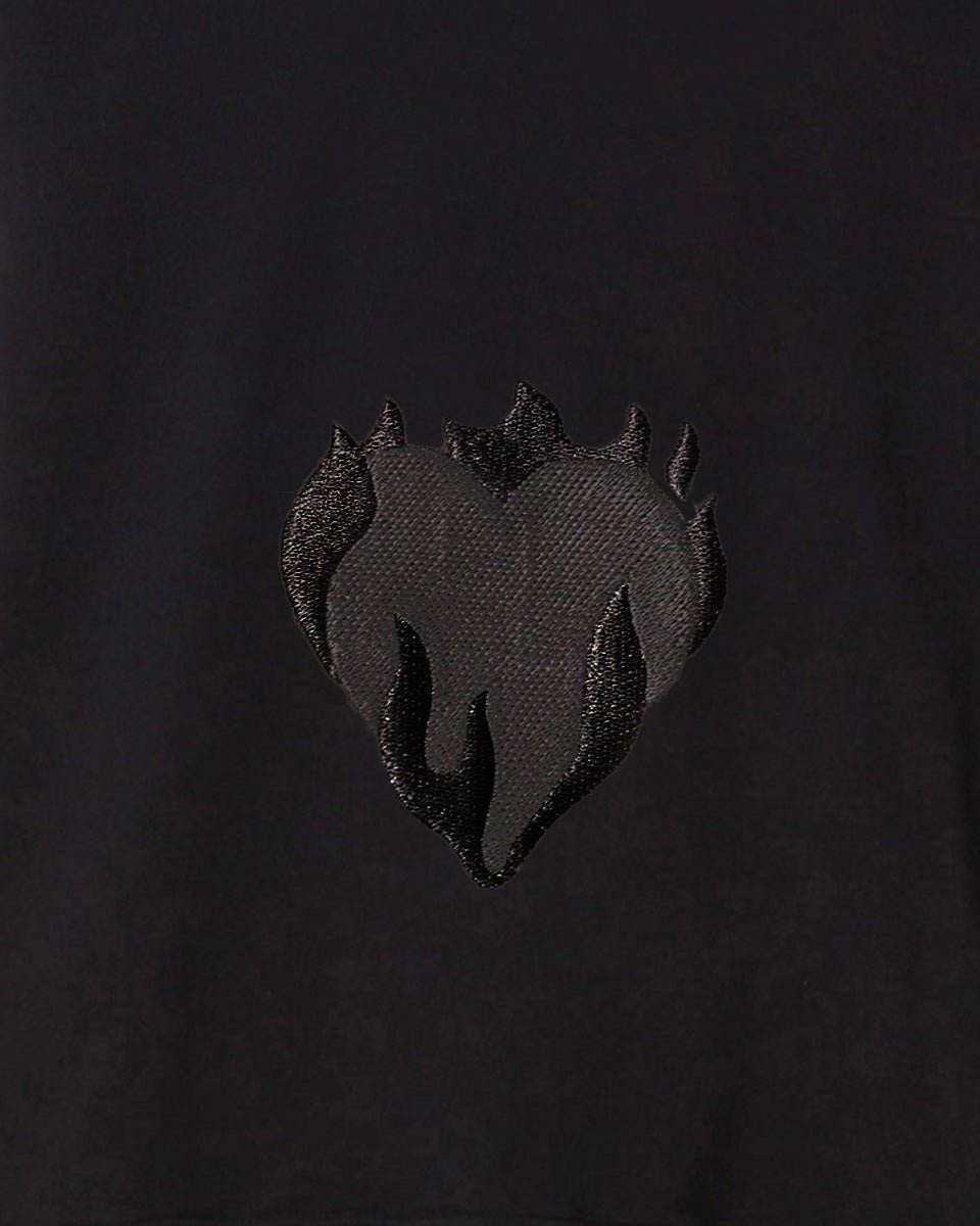 Vision Of Super BLACK CREWNECK WITH EMBROIDERED FLAMING HEART Moda