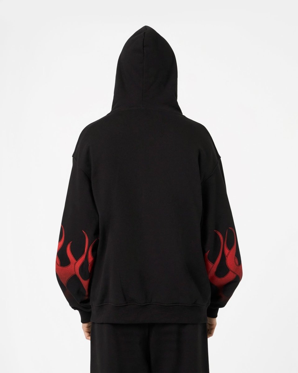 Vision Of Super BLACK HOODIE WITH RED FLAMES Spedizione Gratuita
