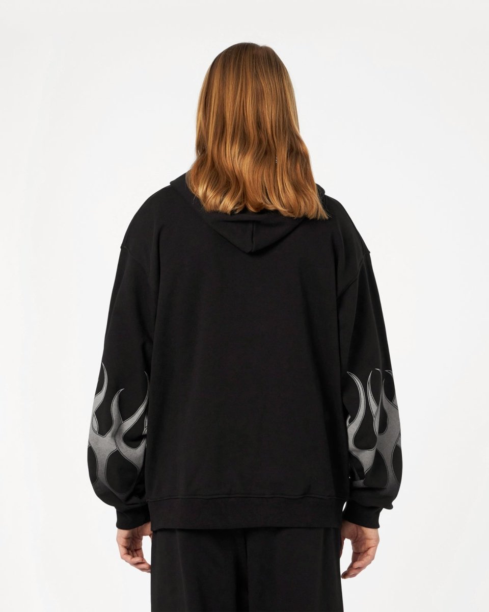 Vision Of Super BLACK HOODIE WITH GREY FLAMES Pezzi Unici