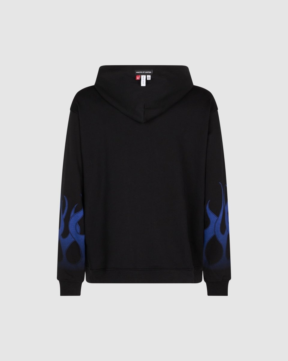 Vision Of Super BLACK HOODIE WITH BLUE FLAMES Soddisfazione Garantita