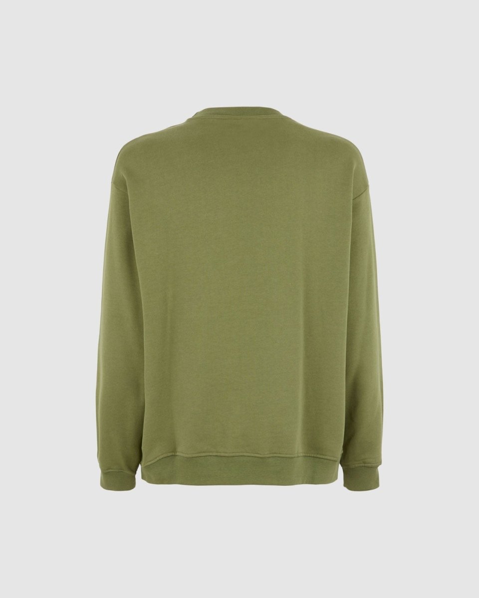 Vision Of Super GREEN CREWNECK WITH EMBROIDERED FLAMING HEART Qualità Garantita