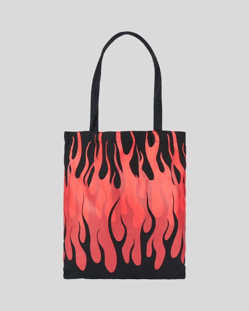 Vision Of Super BLACK SHOPPER BAG WITH TRIPLE FLAMES AND LOGO PRINT Online