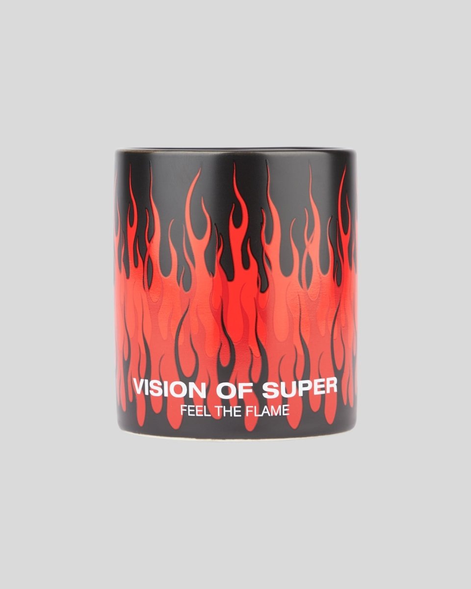 Vision Of Super BLACK MUG WITH TRIPLE FLAMES AND LOGO PRINT Outlet