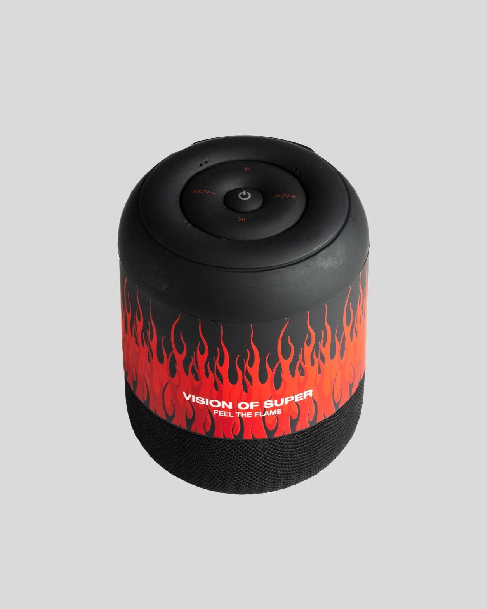 Vision Of Super BLACK SPEAKER WITH RED FLAMES AND WHITE LOGO In Vendita