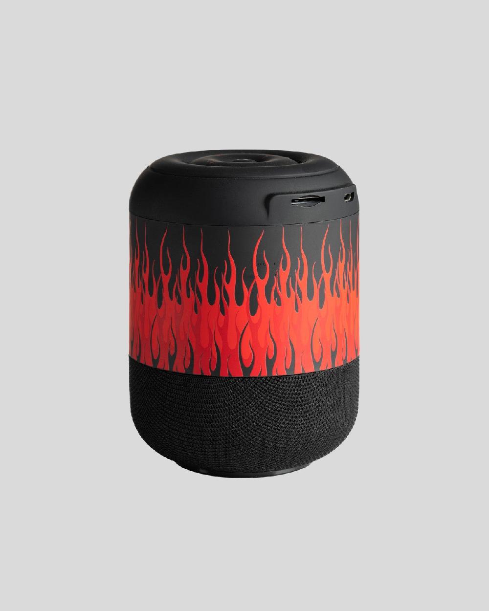 Vision Of Super BLACK SPEAKER WITH RED FLAMES AND WHITE LOGO In Vendita