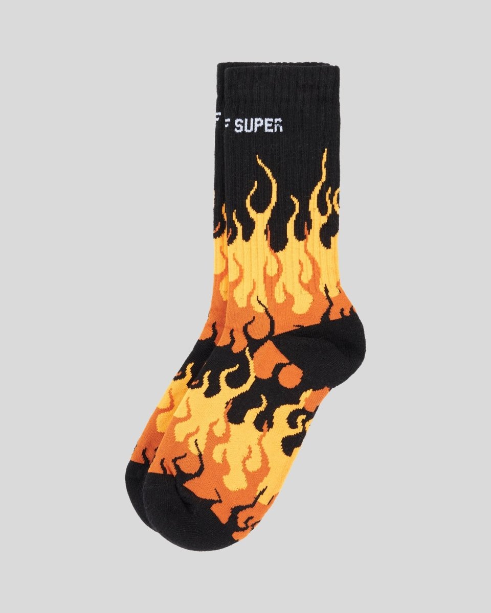 Vision Of Super BLACK SOCKS WITH ORANGE TRIPLE FLAMES Offerta natalizia