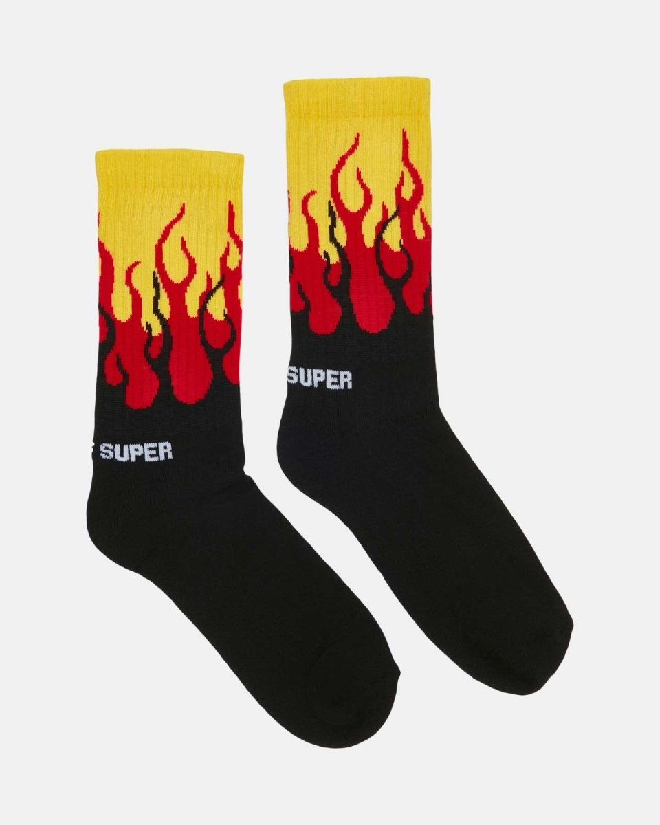 Vision Of Super RED YELLOW DOUBLE FLAMES SOCKS Nuova