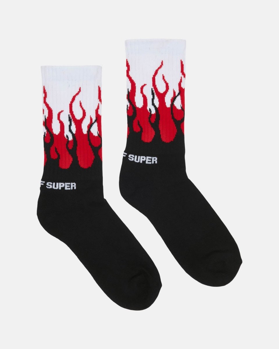 Vision Of Super RED DOUBLE FLAMES SOCKS Moda