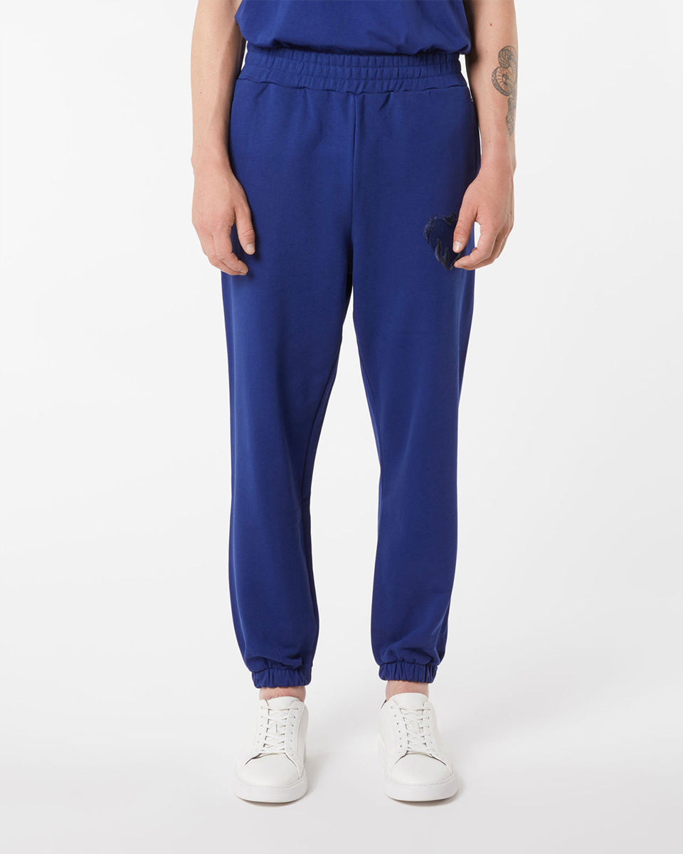 Vision Of Super BLUE PANTS WITH EMBROIDERED FLAMING HEART Soddisfazione Garantita
