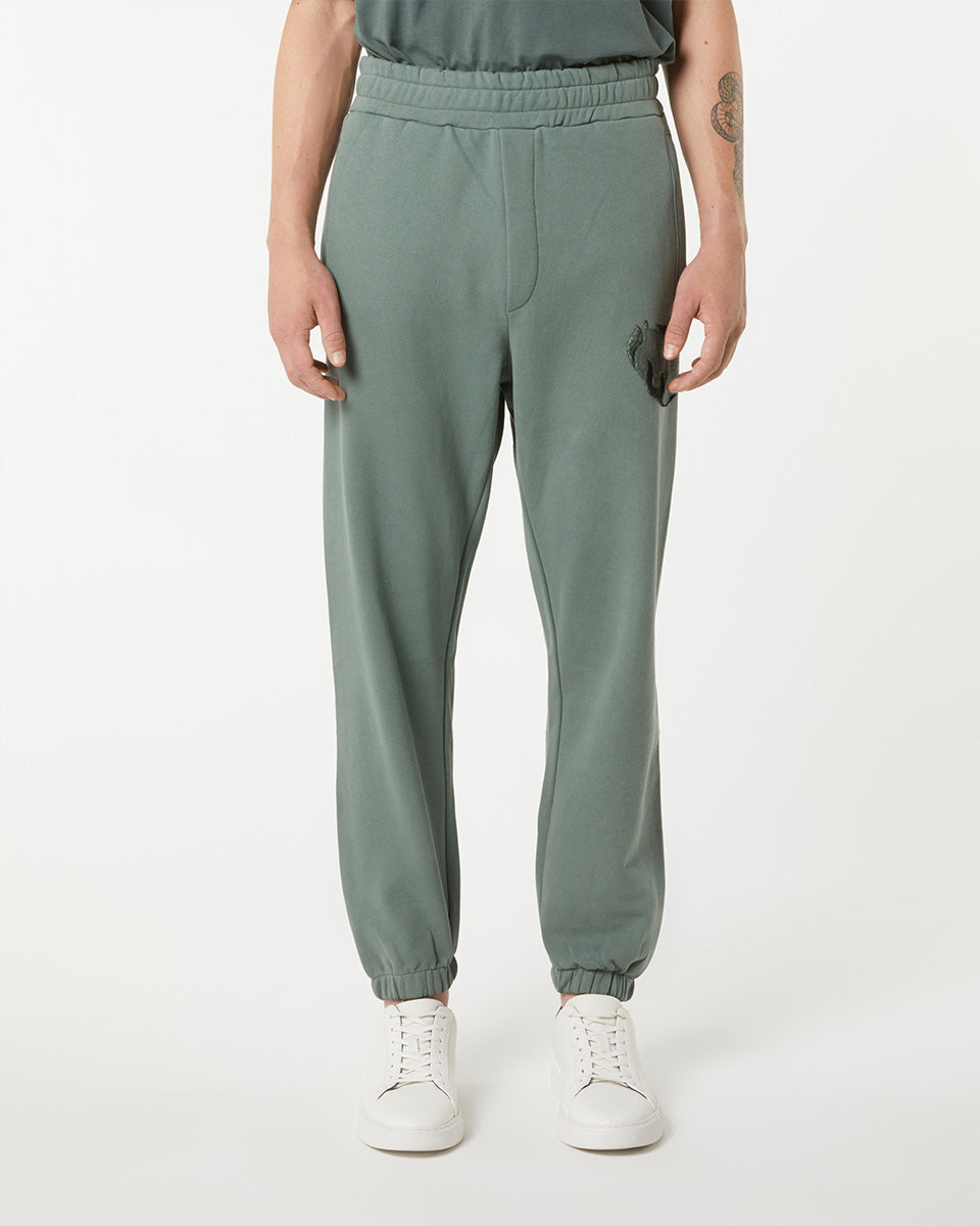 Vision Of Super BALSAM GREEN PANTS WITH EMBROIDERED FLAMING HEART Promozione Limitata