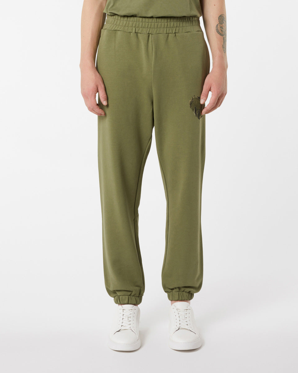 Vision Of Super GREEN PANTS WITH EMBROIDERED FLAMING HEART Affare Del Giorno