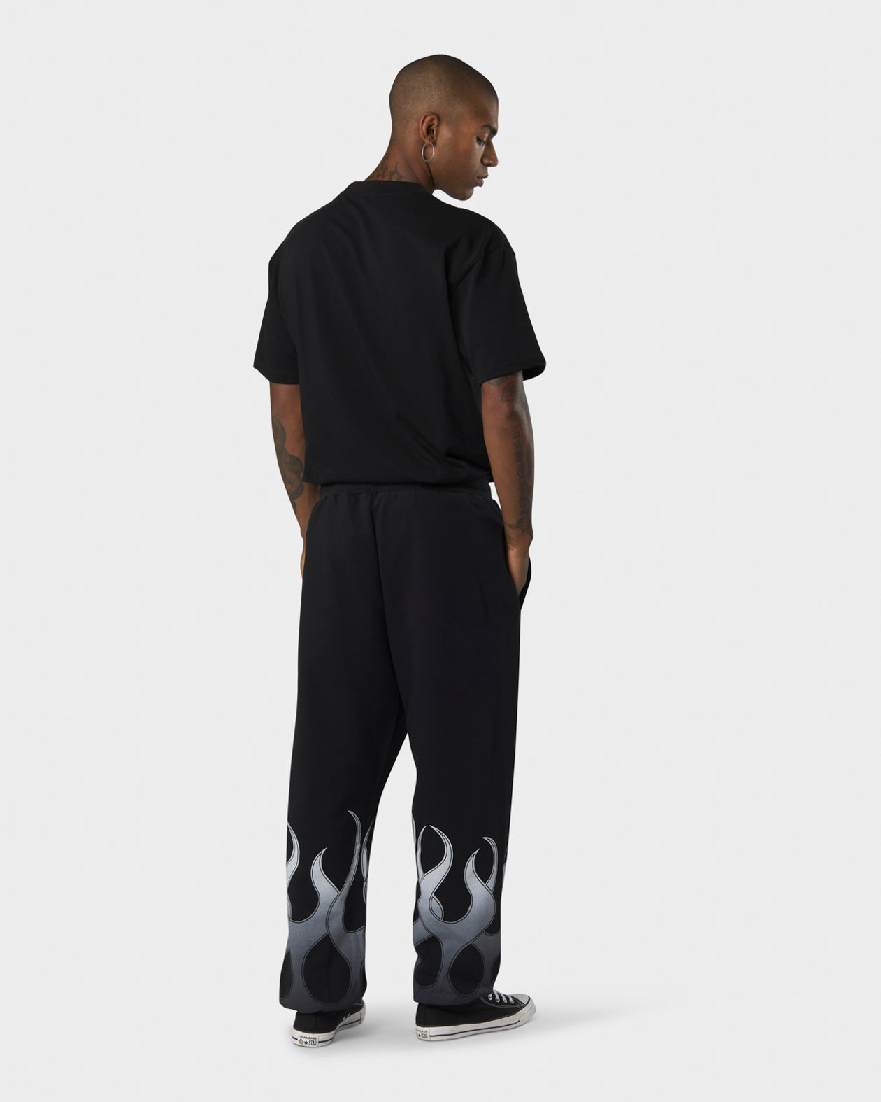 Vision Of Super BLACK PANTS WITH WHITE FLAMES Convenienza