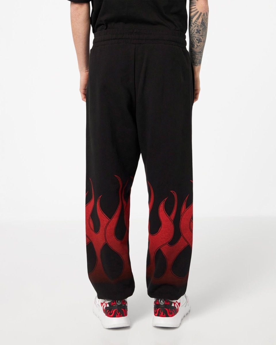 Vision Of Super BLACK PANTS WITH RED FLAMES Novità