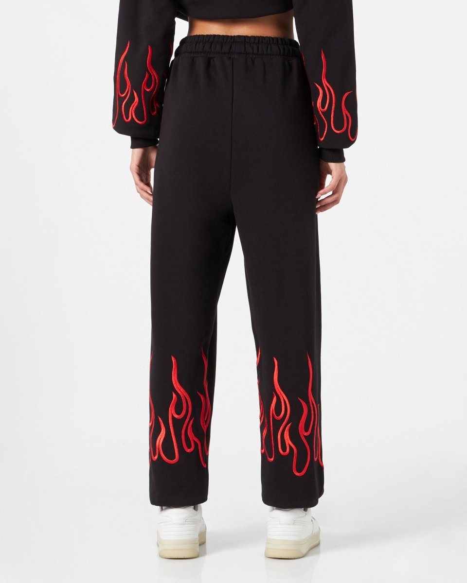 Vision Of Super BLACK WOMAN PANTS WITH RED FLAMES Online