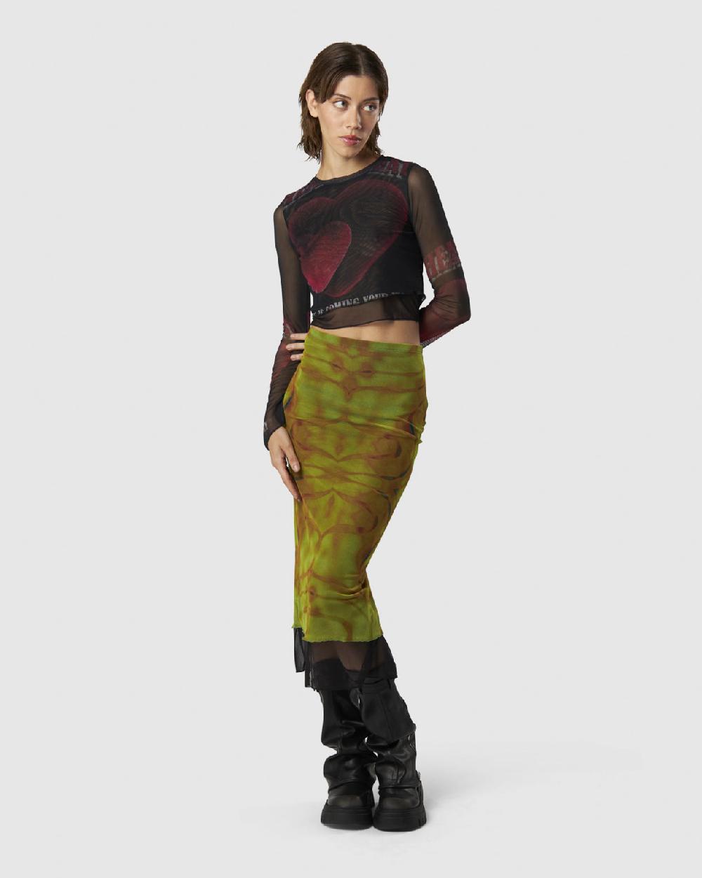 Vision Of Super MIDI SKIRT WITH YELLOW TRIBAL GRAPHIC I Più Venduti