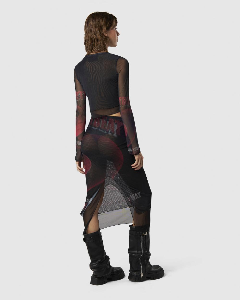 Vision Of Super MIDI SKIRT WITH VELVET HEART PRINT Negozio