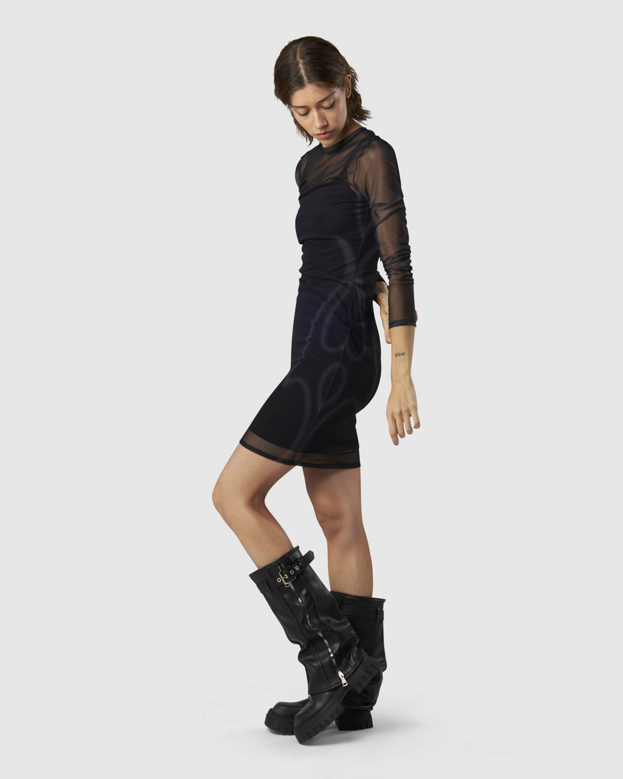 Vision Of Super BLACK DRESS WITH SAND TRIBAL FLAMES Nuova