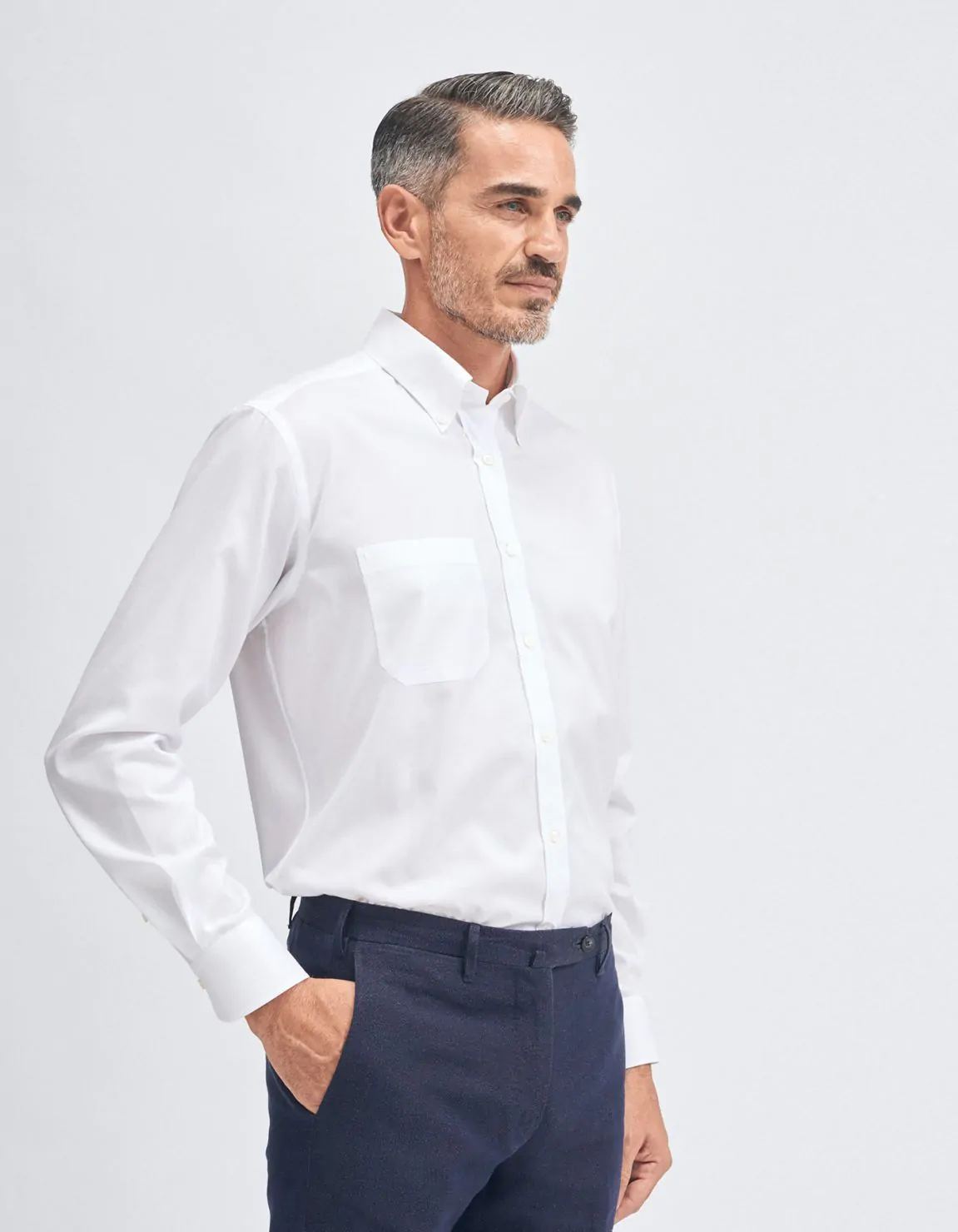 Xacus Camicia Collo button down Tinta Unita Pin point Bianco