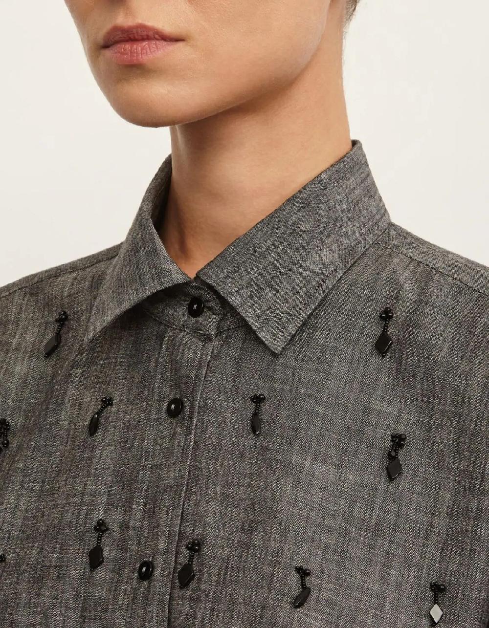 Xacus Camicia Grigio scuro Cotone Tinta Unita