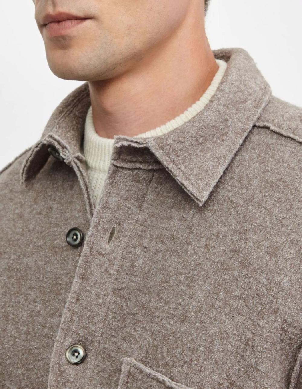 Xacus Camicia Collo italiano Tinta Unita Panno Cammello