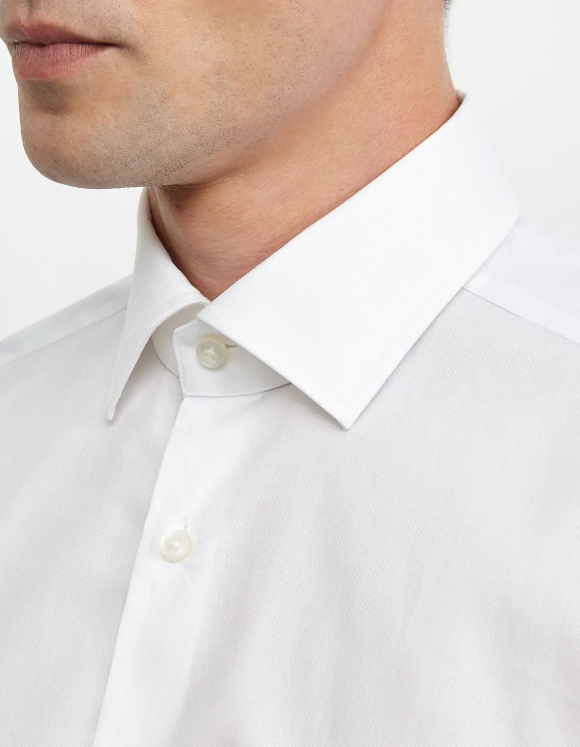 Xacus Camicia Collo italiano Tinta Unita Armaturato Bianco
