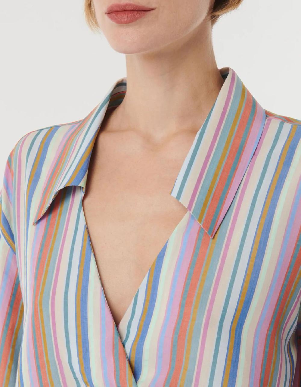 Xacus Blusa Multicolor Tencel Righe
