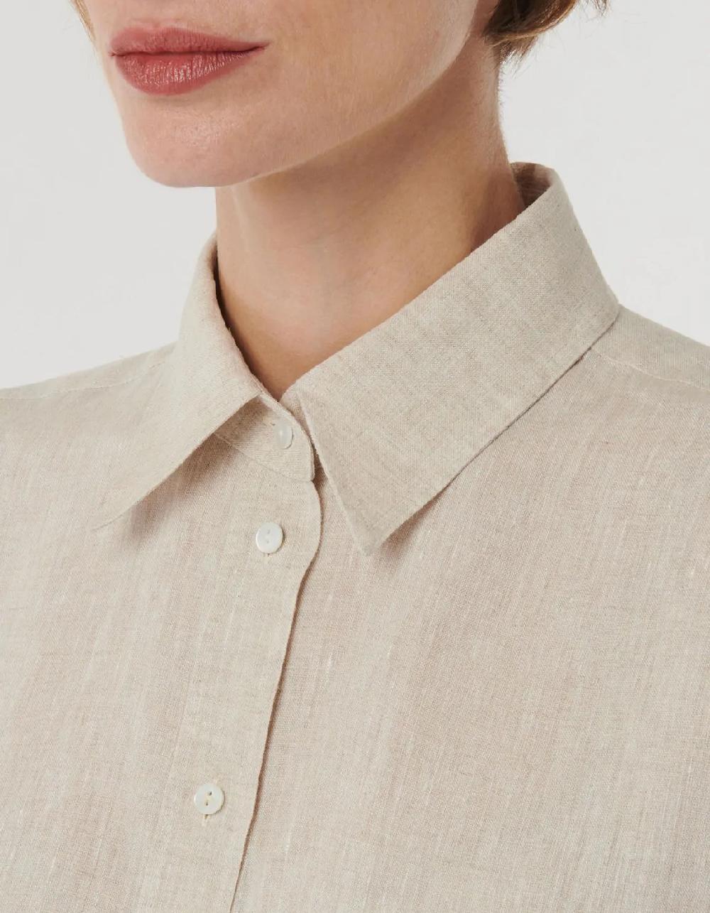 Xacus Camicia Sabbia Lino Tinta Unita
