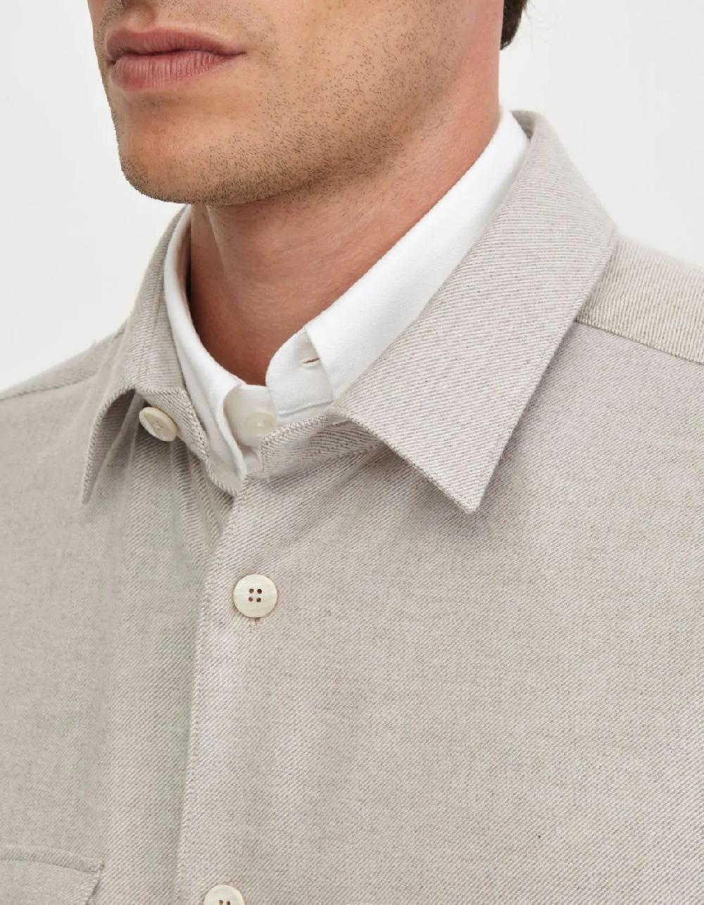 Xacus Camicia Collo italiano Tinta Unita Twill Cammello
