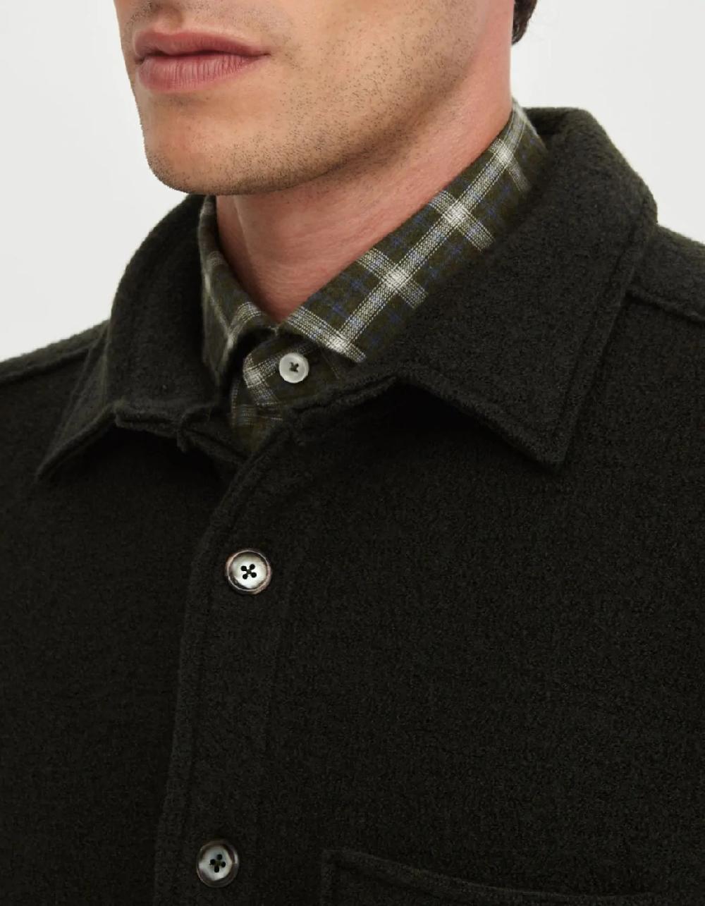 Xacus Camicia Collo italiano Tinta Unita Panno Verde bosco
