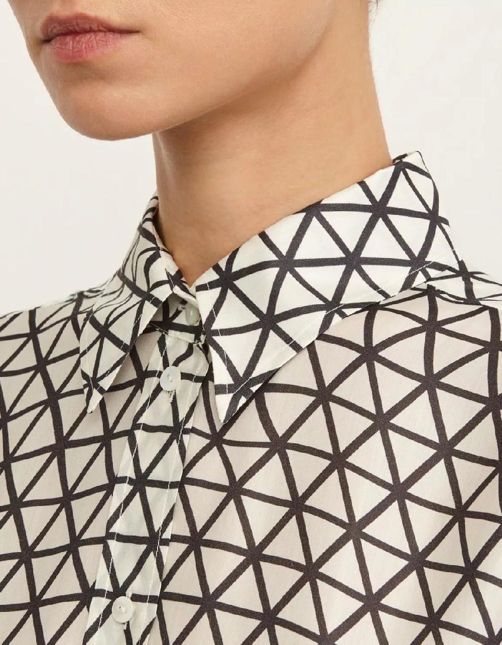 Xacus Camicia Bianco nero Misto seta Fantasia