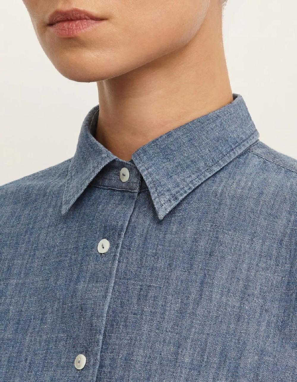 Xacus Camicia Blue jeans Cotone Tinta Unita
