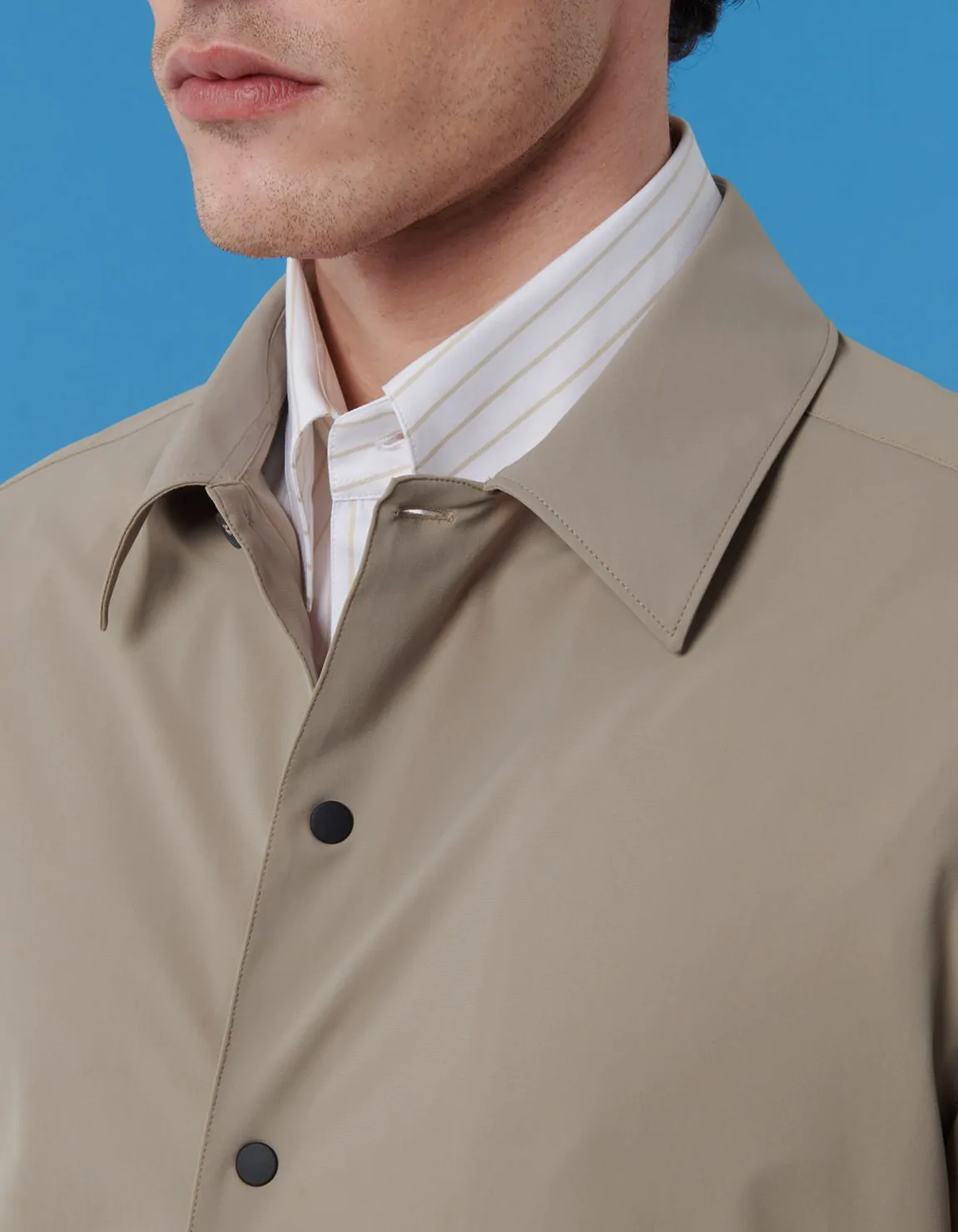 Xacus Camicia Collo italiano Tinta Unita Armaturato Marrone