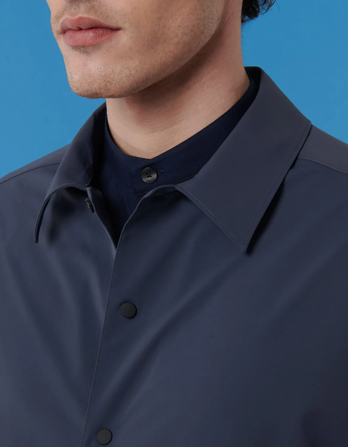 Xacus Camicia Collo italiano Tinta Unita Armaturato Grigio scuro