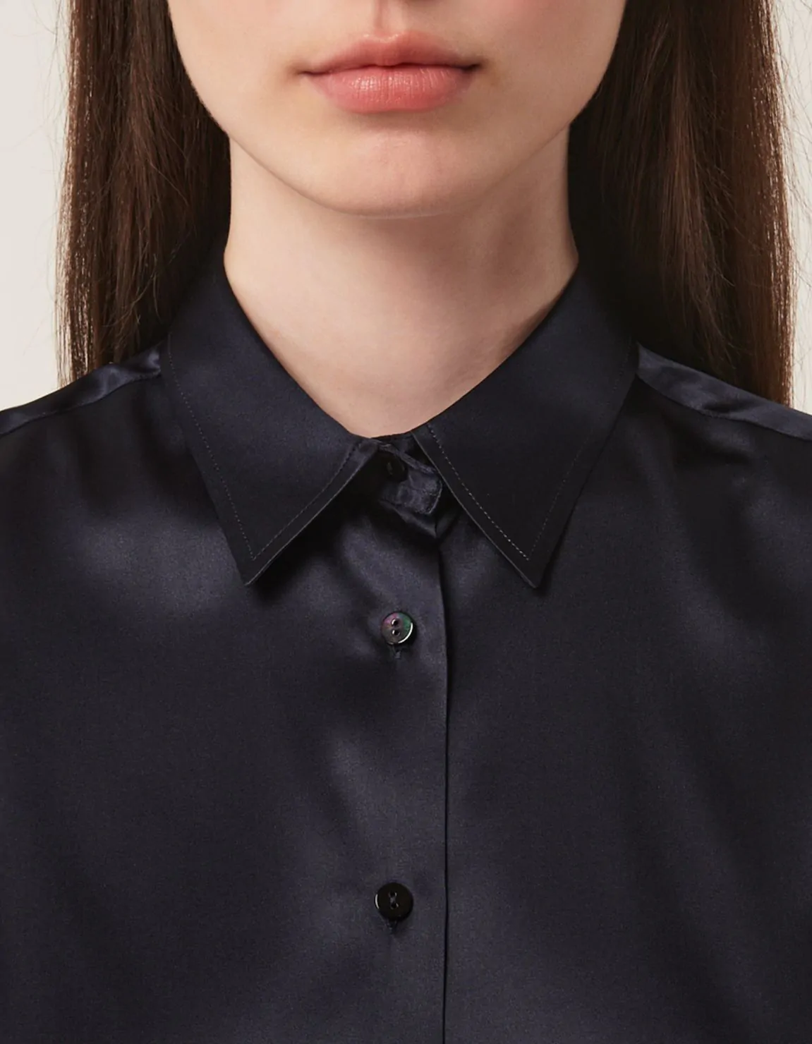 Xacus Camicia Blu navy Seta Tinta Unita