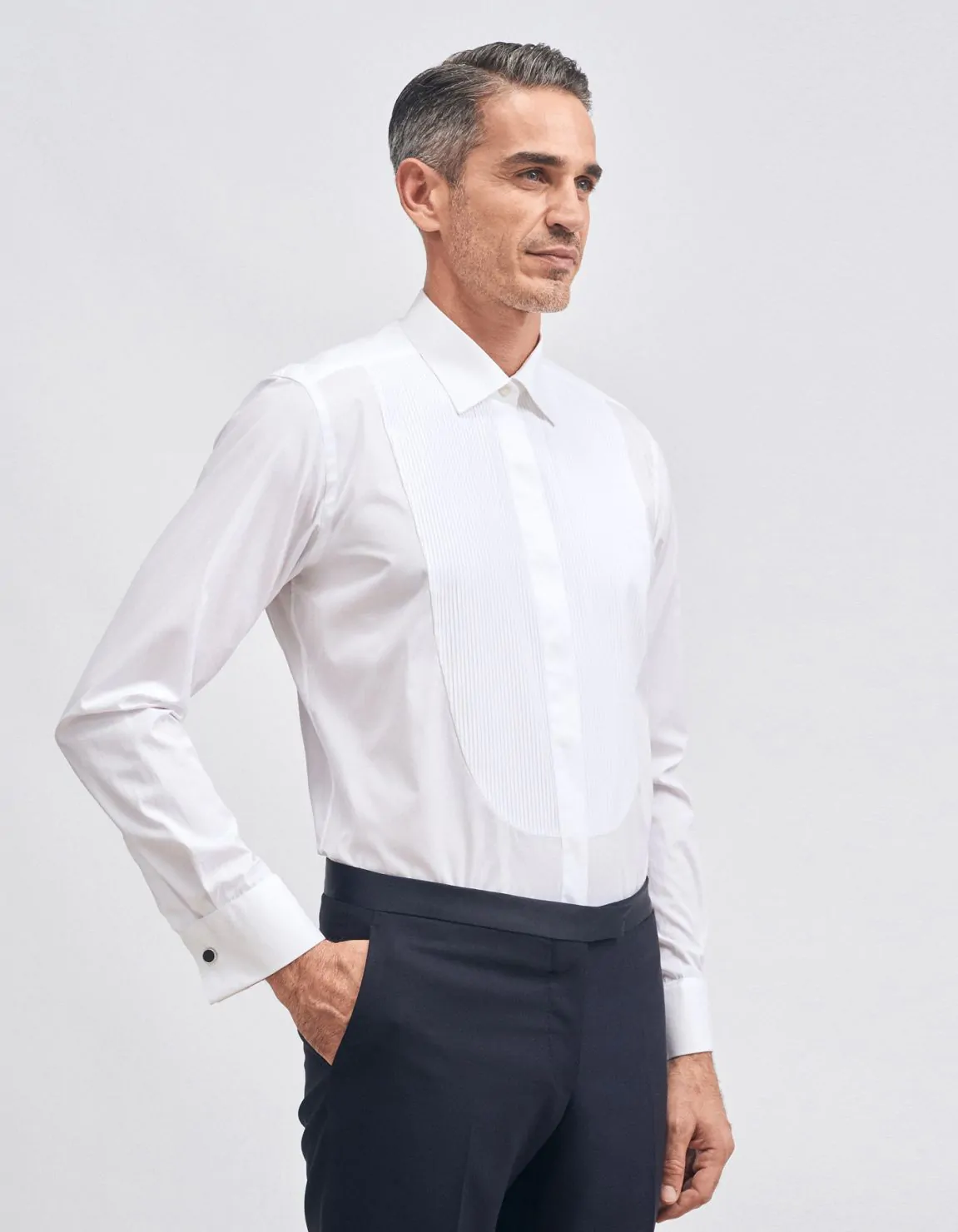 Xacus Camicia Collo italiano Tinta Unita Popeline Bianco