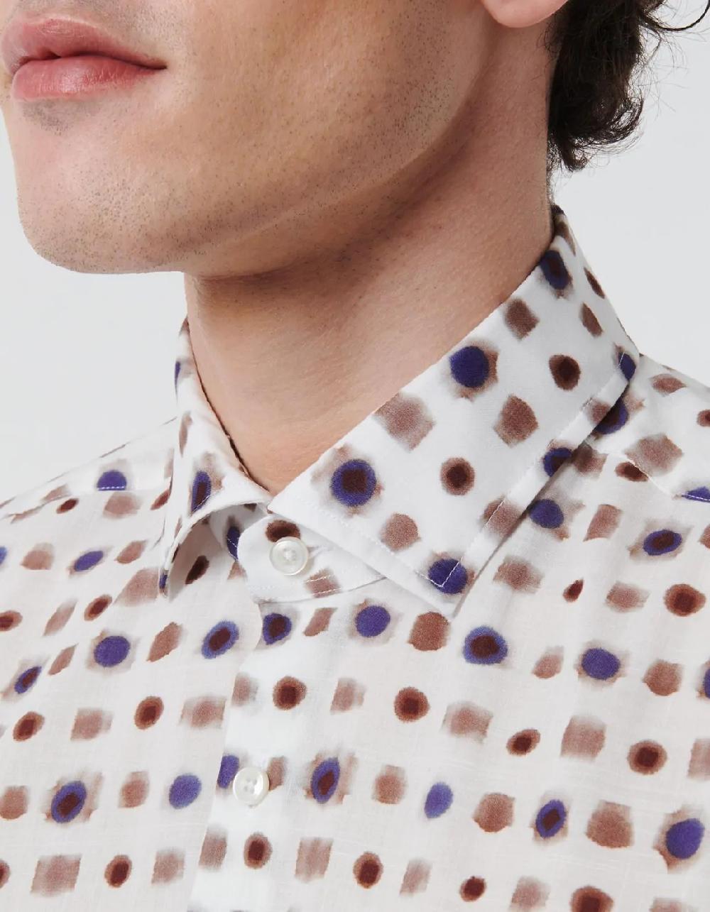 Xacus Camicia Collo francese piccolo Fantasia Armaturato Marrone