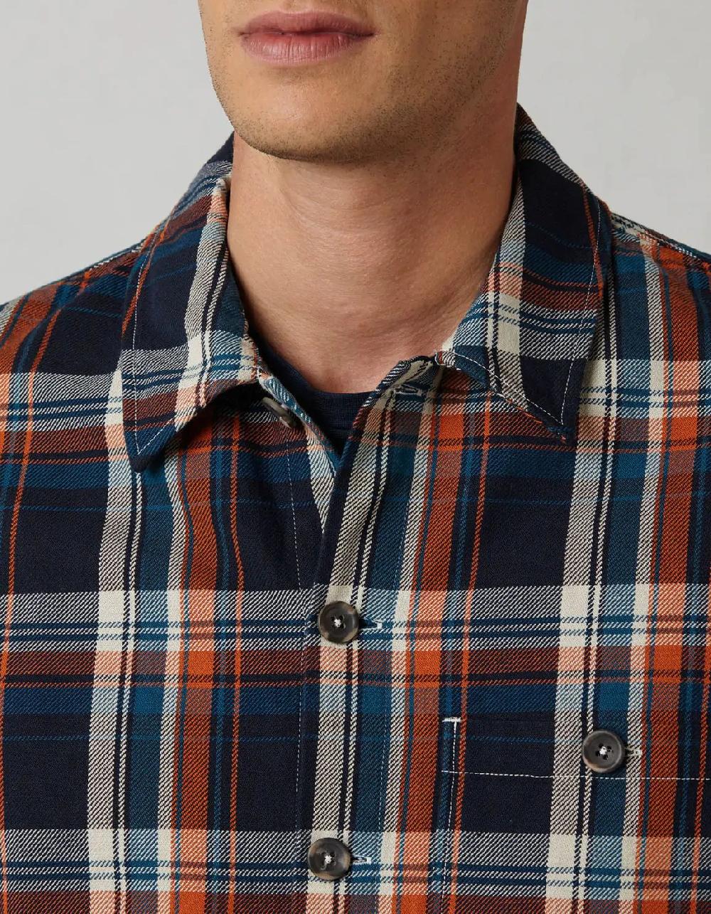 Xacus Camicia Collo italiano Quadri Twill Multicolor