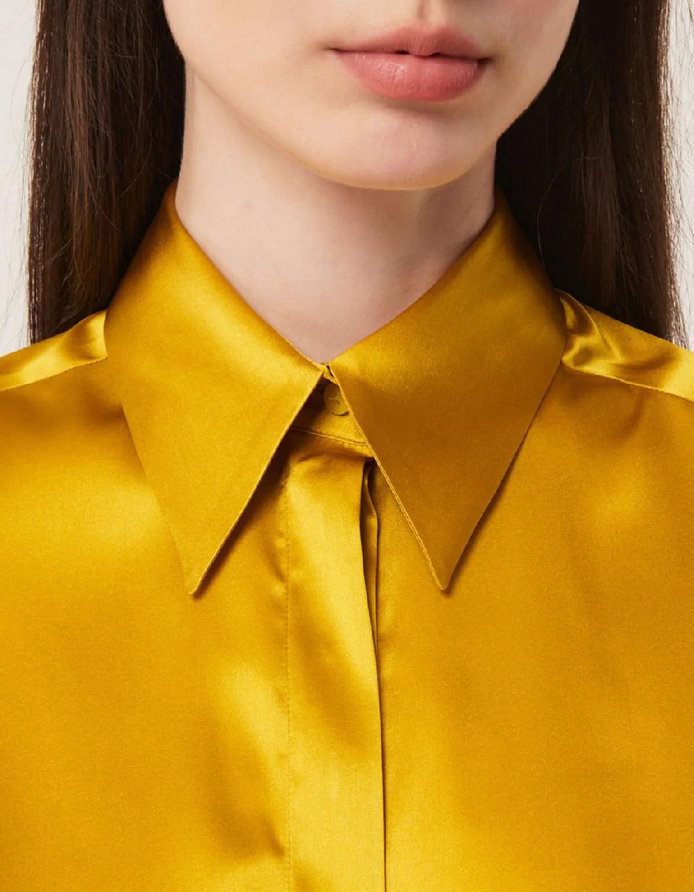 Xacus Camicia Senape Seta Tinta Unita
