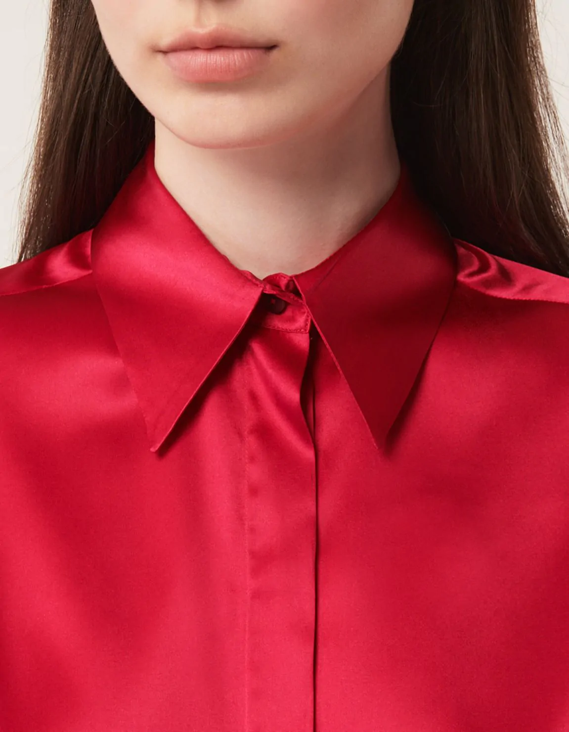 Xacus Camicia Rosso fragola Seta Tinta Unita